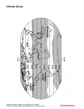 Earth's Climate Zones Map for Earth Science Activities