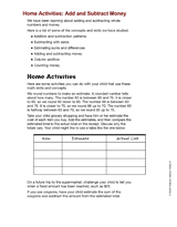 Home Activities: Add and Subtract Money