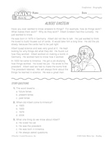 Albert Einstein Biography: A Reading Warm-Up (Grades 1 & 2)