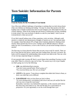 Preventing Teen Suicide: Information for Parents