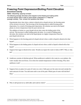 Activity: Freezing Point Depression and Boiling Point Elevation