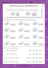 Estimating Sums and Differences (Grade 5)